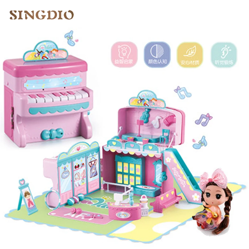 Детская игрушка Веселая семья маленький розовый пластиковый домик для девочек