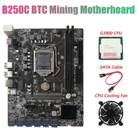 b250c btc mining motherboard with g3900 cpufansata cable 12xpcie to usb3 0 gpu card slot lga1151 supports ddr4 ram