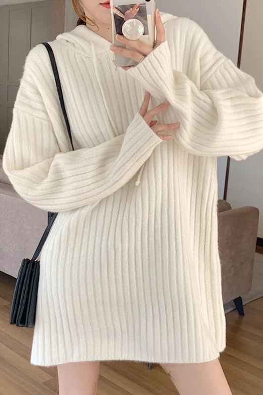 

WERUERUYU sweater women's mid-length sweater autumn and winter new Korean loose hedging twist student lazy style outer wear