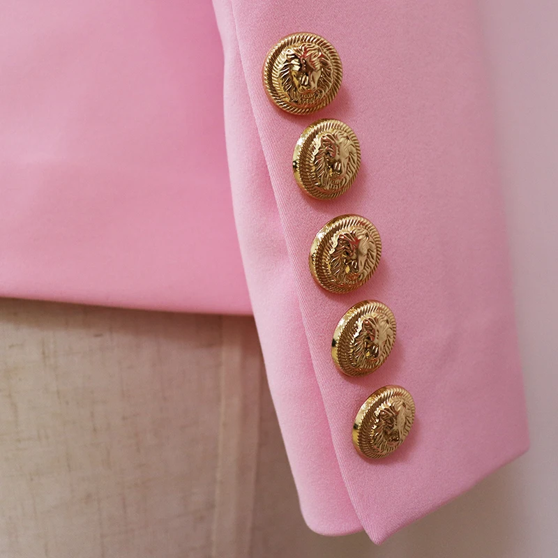

HIGH STREET 2021 Classic Designer Blazer Jacket Women's Slim Fitting Metal Lion Buttons Double Breasted Blazer