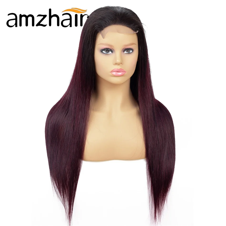 Парики 1B/99J Ombre цветные прямые 4*4 Человеческие волосы Remy бразильские 150 плотность