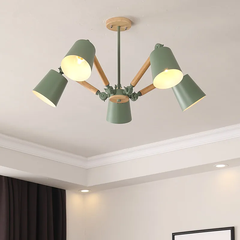 Светодиодные люстры Macaron для гостиной спальни детской комнаты Деревянная люстра