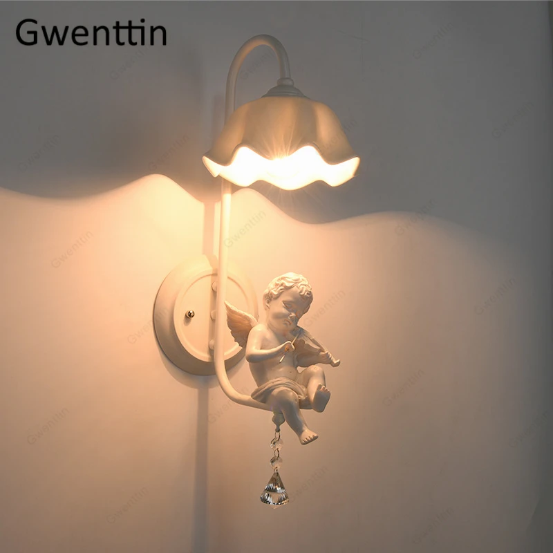 

Angel Kid Wall Lamp Nordic Wall Sconces for Living Room Bedroom Mirror LED Light Fixtures Loft Industrial Home Decor Luminarias