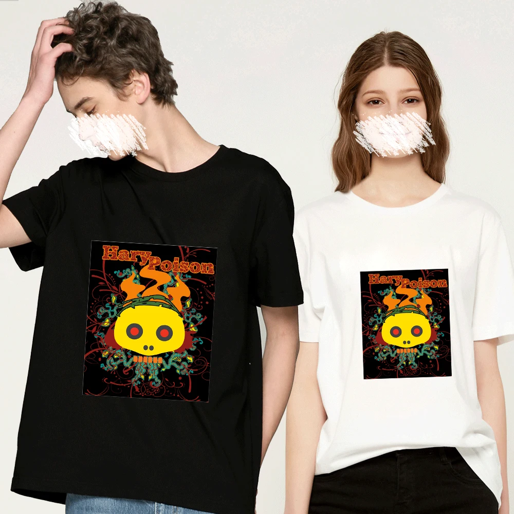 Мужская футболка в стиле Харадзюку милая простая с черепом и скелетом топы