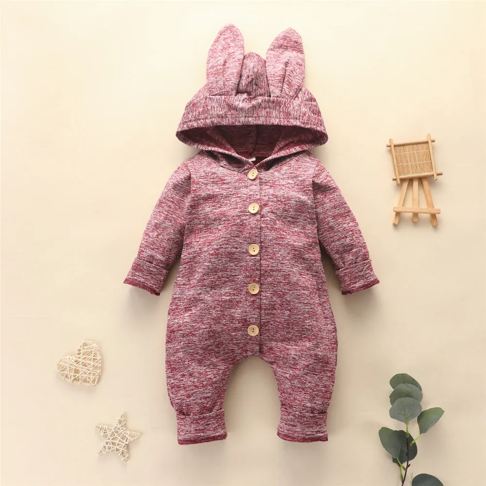 

Newborn Baby Clothes Girl Boy Cosplay Hooded Rabbit Ear Clothes For Newborn Baby Romper Infant Baby Costume Banny Baby Overalls