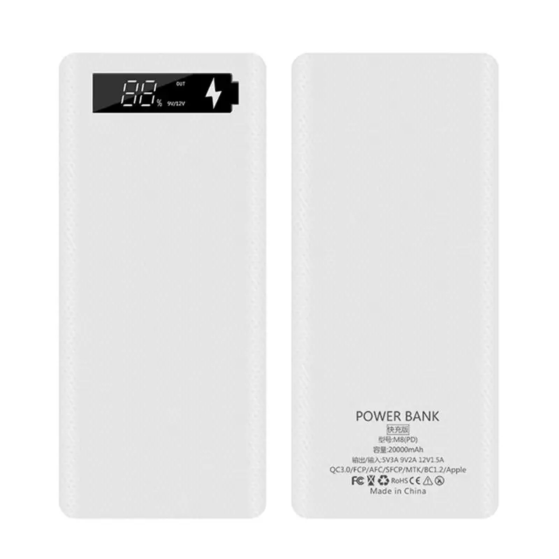 QC3.0 PD LCD Display DIY 8x18650 Battery Case Power Bank Shell Portable External Box without Powerbank Protector E56B | Электроника