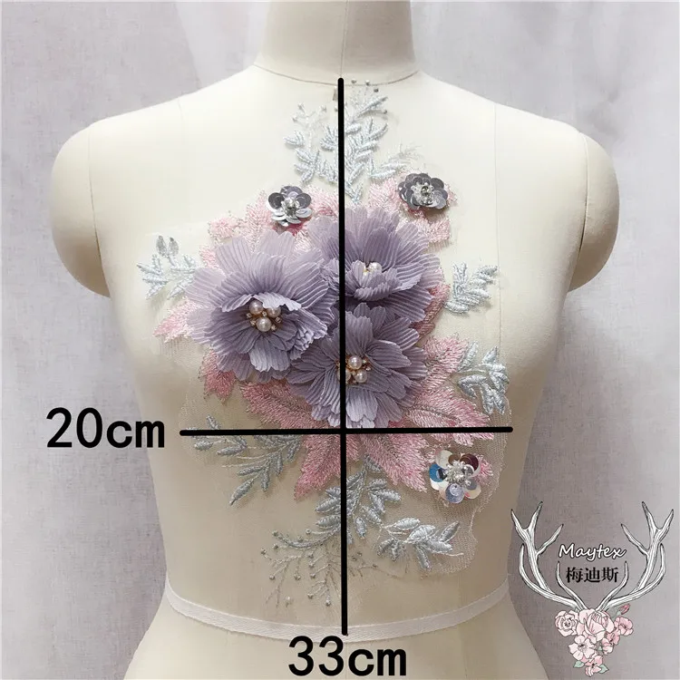 2 шт./Лот черное розовое 3d кружево с аппликацией и бусинами блестками! Лидер