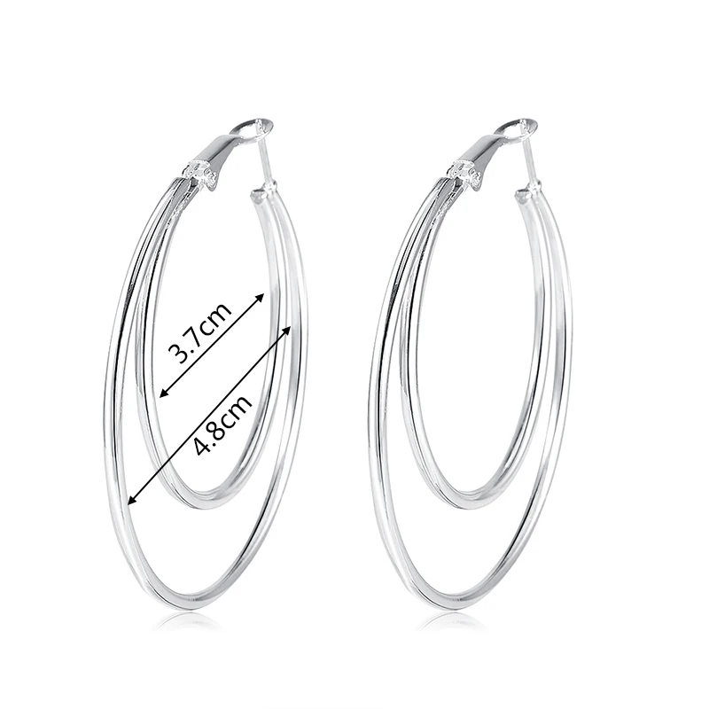 Простые серьги с серебряным покрытием уникальные двойные круглые новые модные