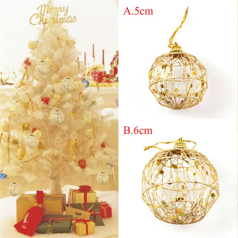 

5Pcs Christmas Tree Hollow Ball 5cm/6cm Shiny Glitter Color Hollow Christmas Hanging Party Decor Ornaments Home Decor