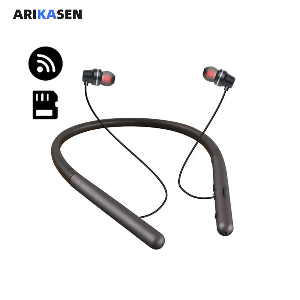 Наушники mp3 плеер Arikasen Спортивные Беспроводные наушники с шейным ремешком Bluetooth