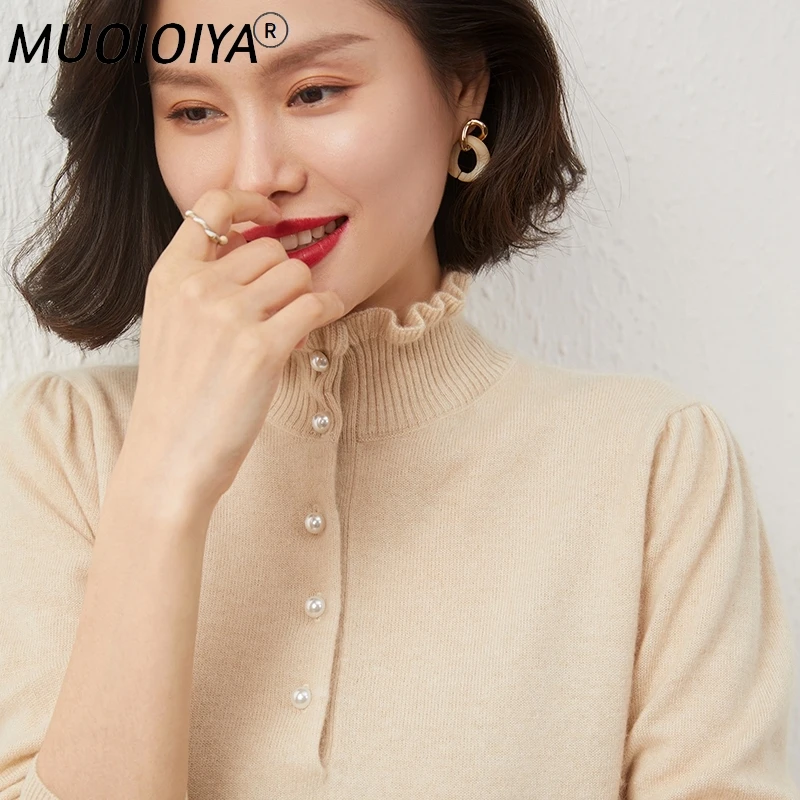 

Новинка 2022, Женский вязаный свитер из чистого кашемира, пуловер высокого качества с высоким воротником, женская зимняя модная одежда, топы д...