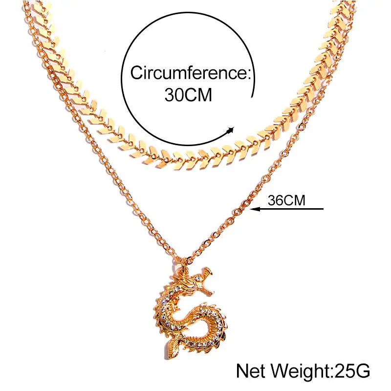 JJFOUCS модные ожерелья с подвеской в виде Золотого Дракона для мужчин и женщин