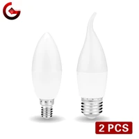 2pcslot 5w 7w led candle bulb e14 e27 lampara led light 220v 240v bombilla led lamp no flicker spotlight chandelier lighting