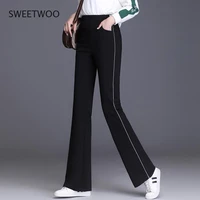 fashion women pants balck high waist flare pant women clothes elastic waist casual women long trousers s 4xl