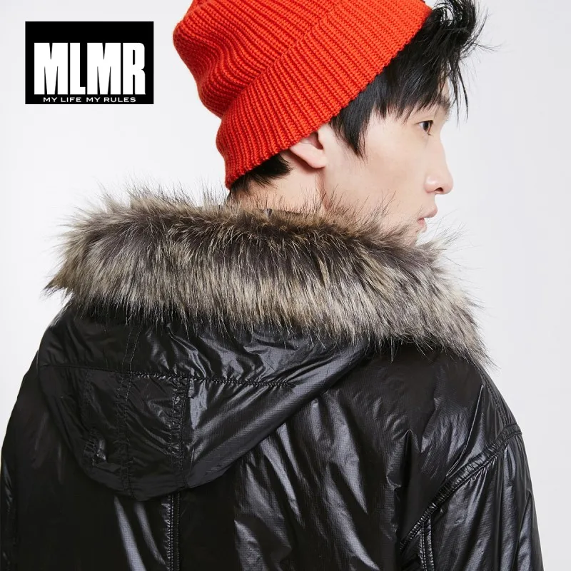 JackJones зимняя мужская куртка с капюшоном и меховым воротником длинное стильное