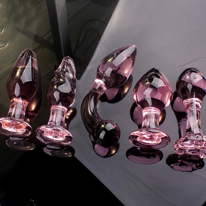 Набор анальных пробок с кристаллами 5 стилей из стекла пирекс анальный дилдо