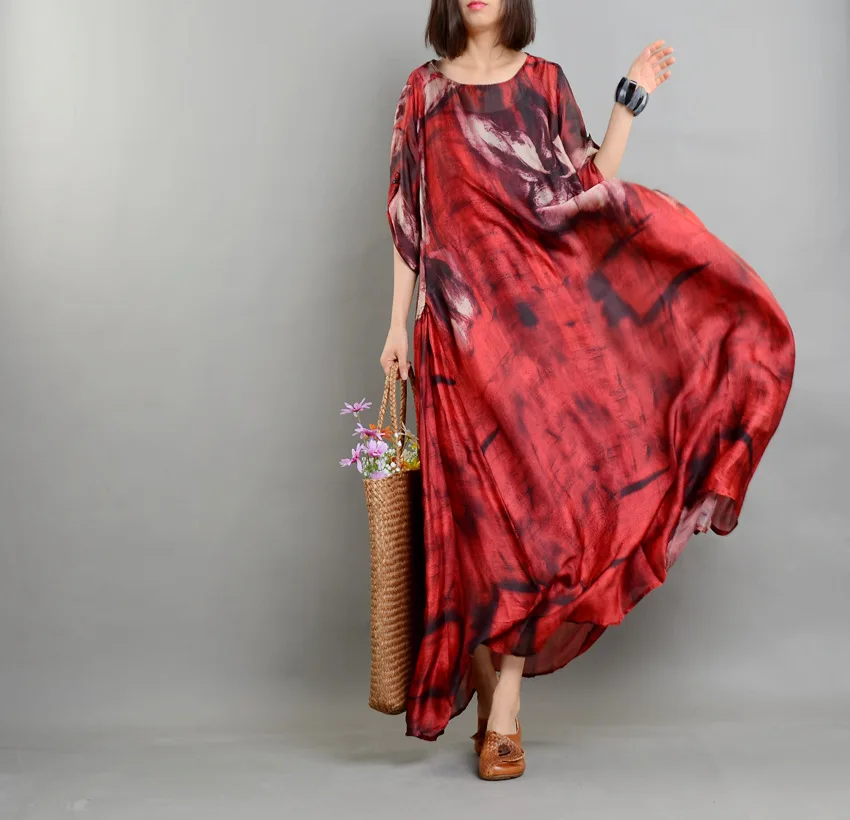 

Spring Summer 2021 New Silk Chiffon Print O Neck Sling Skirt Two-piece Set Dress for Women