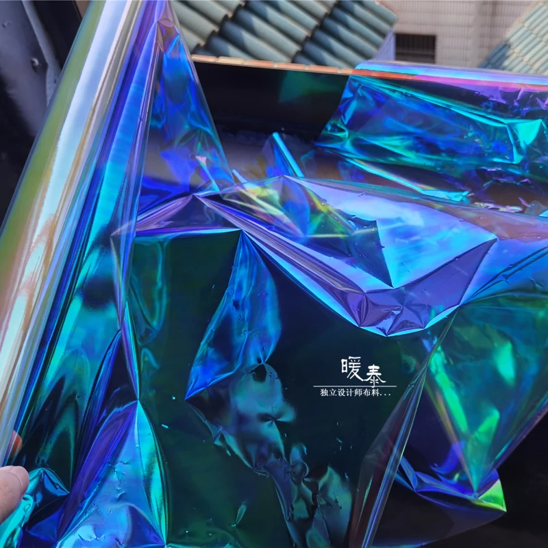 

Thin Reflective TPU Fabric PVC Plastic Film Waterproof DIY Raincoat Coat Bags Background Decor Clothing Designer Fabric