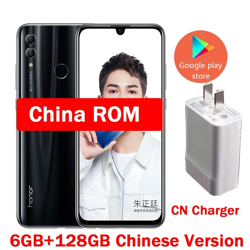 CN 6G 128G Black Honor 10 Lite, 4G, мобильный телефон, Android 9,0, 6,21 дюйма, FHD, 2340X1080, двойной шрифт, задняя камера 24 МП, AI камера, отпечаток пальца, 710, Восьмиядерный - Цвет: CN 6G 128G Black
