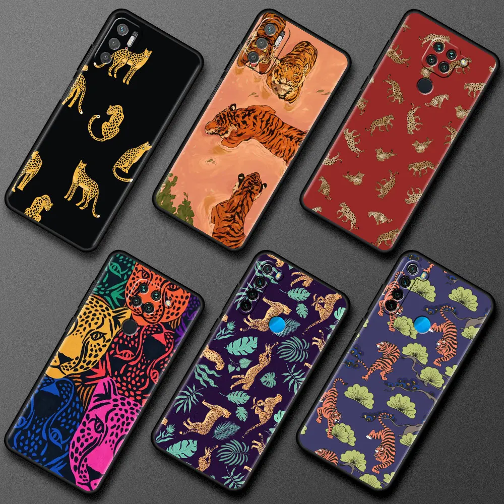 

Leopard Mural Case For Xiaomi Redmi Note 10 Pro 9 8 9S 11 10S 7 9A K40 9T 9C 8T Black Soft Shell Silicone Phone Cover Shockproof