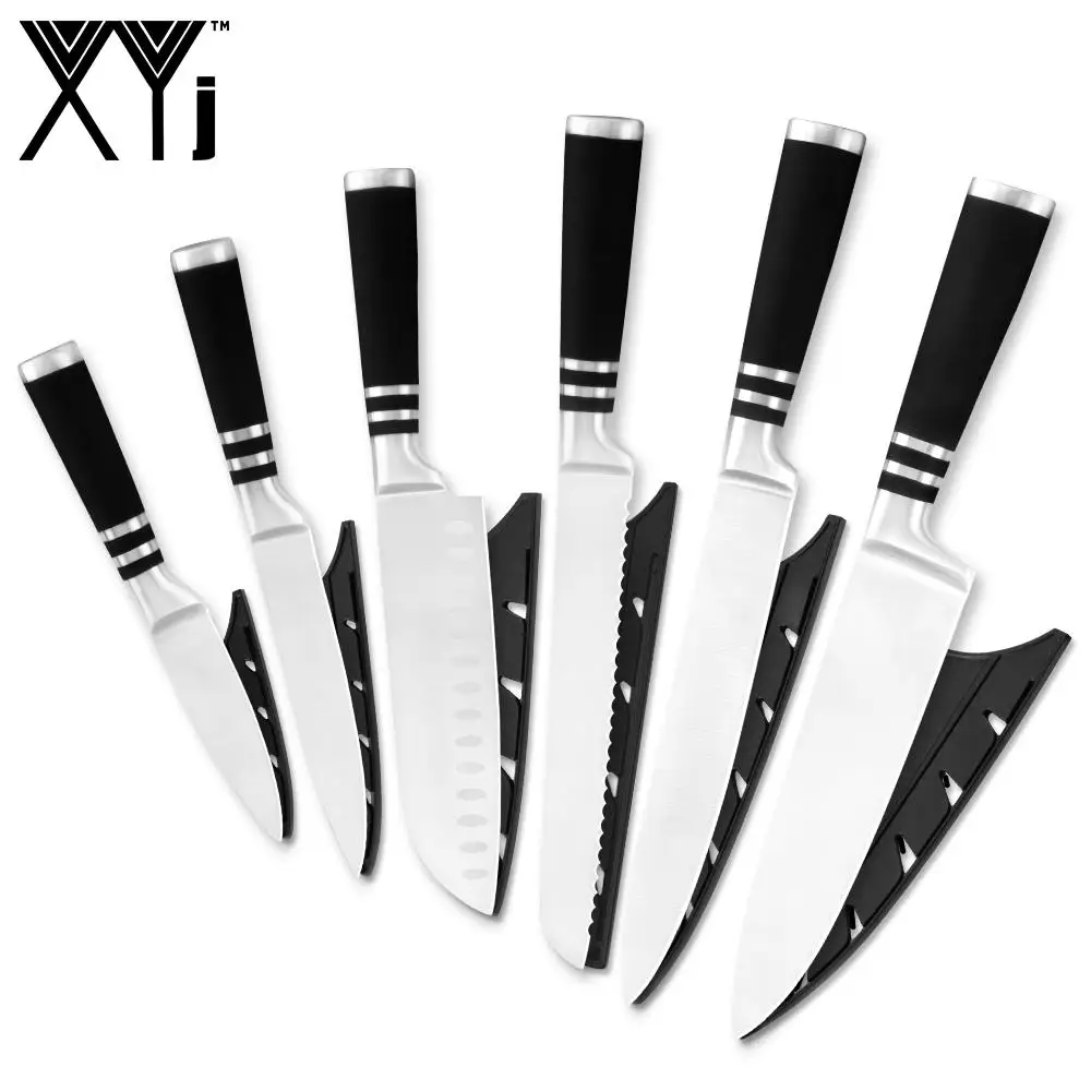 

Xyj 6pcs Stainless Steel Kitchen Knives Set Chef Slicing Bread Santoku Utility Paring Knives Set Meat Fruit Slicer Cooking Tools