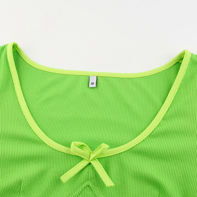 

Rockmore Bow Ribbed Tshirt Femme Bodycon Crop Top Short Sleeve Korean Harajuku Basic Tshirt Croppped Shirts Ladies Streetwear