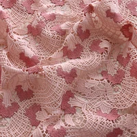 0 5meters 125cm wide water soluble cherry pink embroidered flower lace fabric for cheongsam dress designer fabric