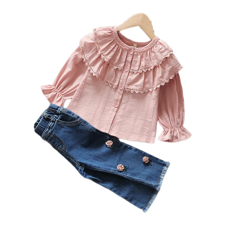 Комплект для девочек осень 2019 г. новые осенние с сеткой маленьких красная ДЕТСКАЯ