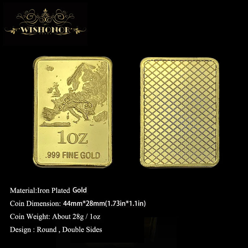 Сувенир 1 OZ 999 покрытием 24K Золотые прутки с территория дизайна коллекционируемые