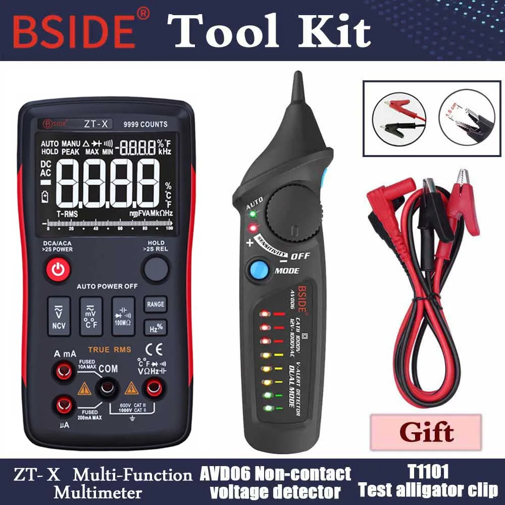 BSIDE ZT-X Цифровой мультиметр True RMS 9999 отсчетов 3 линии дисплей Multimetro DMM Вольтметр постоянного тока/переменного тока Амперметр Ом Гц тестер температуры