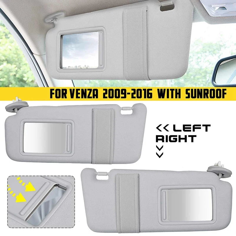 

Gray Sun Visor Windscreen Sun Shade with Mirror Sun Visor for Toyota Venza 2009-2016 74320-0T022-A1 74310-0T022-A1