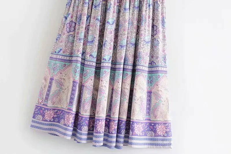 Юбка женская плиссированная винтажная шикарная пляжная фиолетовая в стиле хиппи