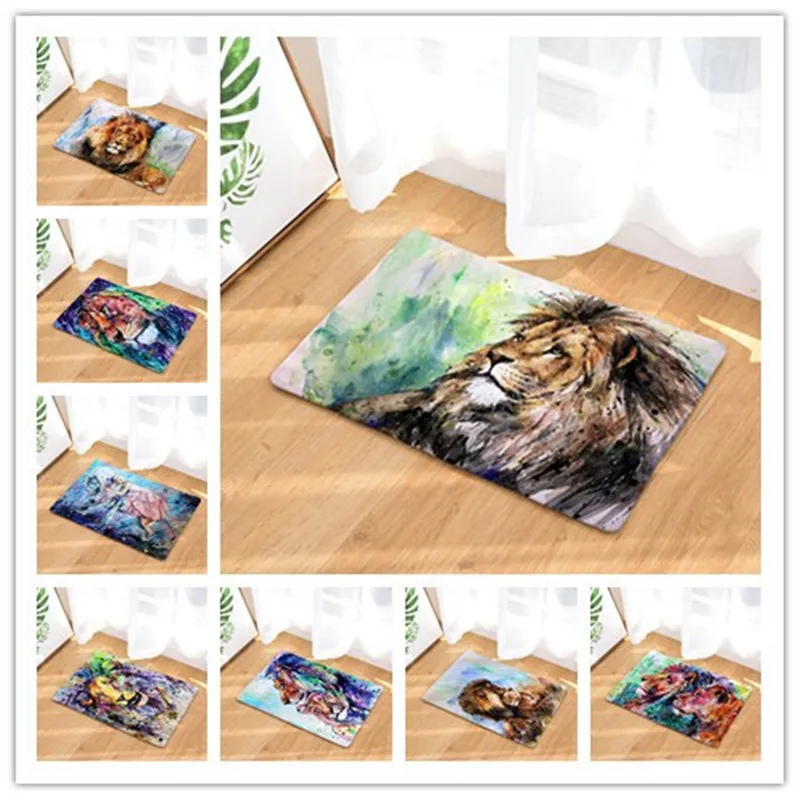 Напольный коврик с принтом льва и тигра нескользящий для домашнего декора