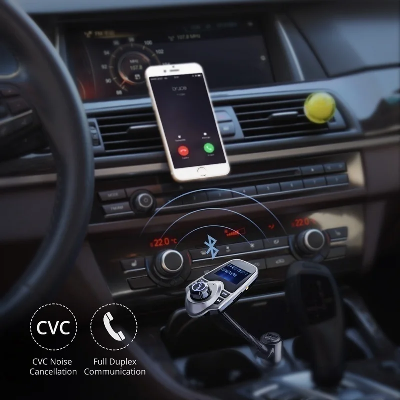 Автомобильный Bluetooth-передатчик T10 с USB-портом и зарядным устройством | Автомобили