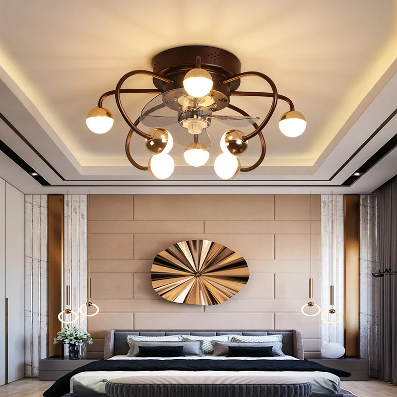 Современный Пульт Управление потолочный вентилятор-светильник для спальни