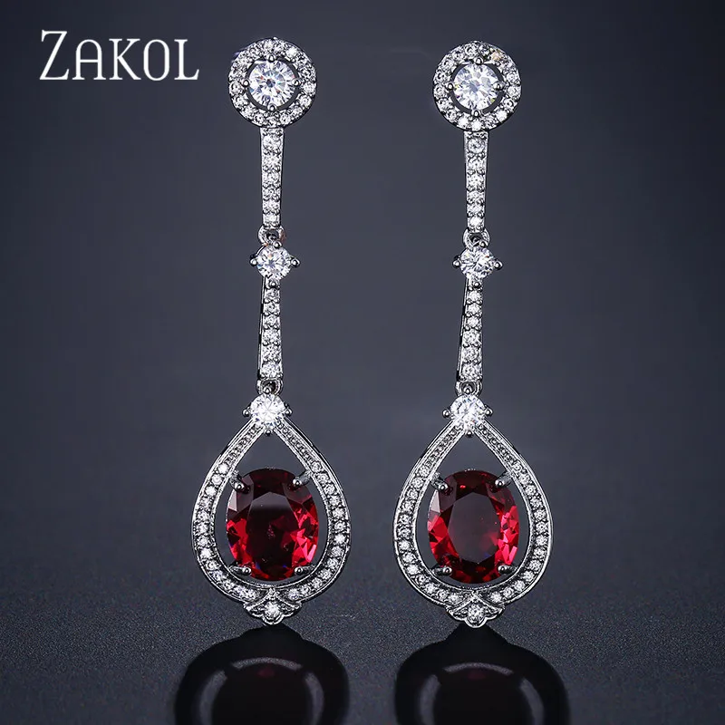 ZAKOL Женские винтажные серьги-подвески синий овал куб цирконий FSEP2125 | Украшения и