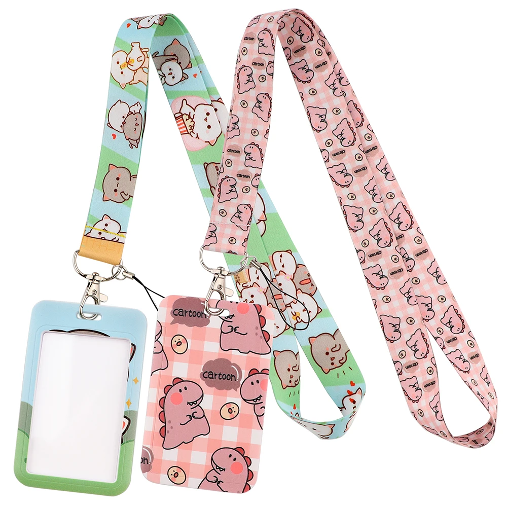 

Cute Cat Dinosaur Cartoon Print Webbing Lanyard Keychain Children Story Ribbon Hang Rope Keyring Mobile Phone Neck Straps Keys