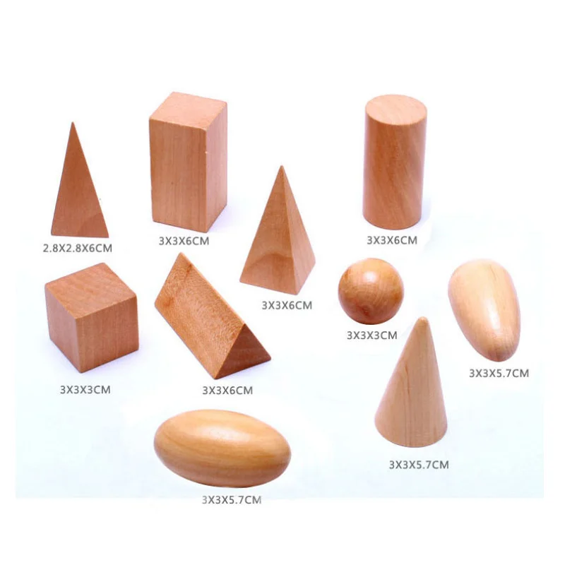 Деревянные Монтессори геометрические фигуры Твердые сборные блоки Набор