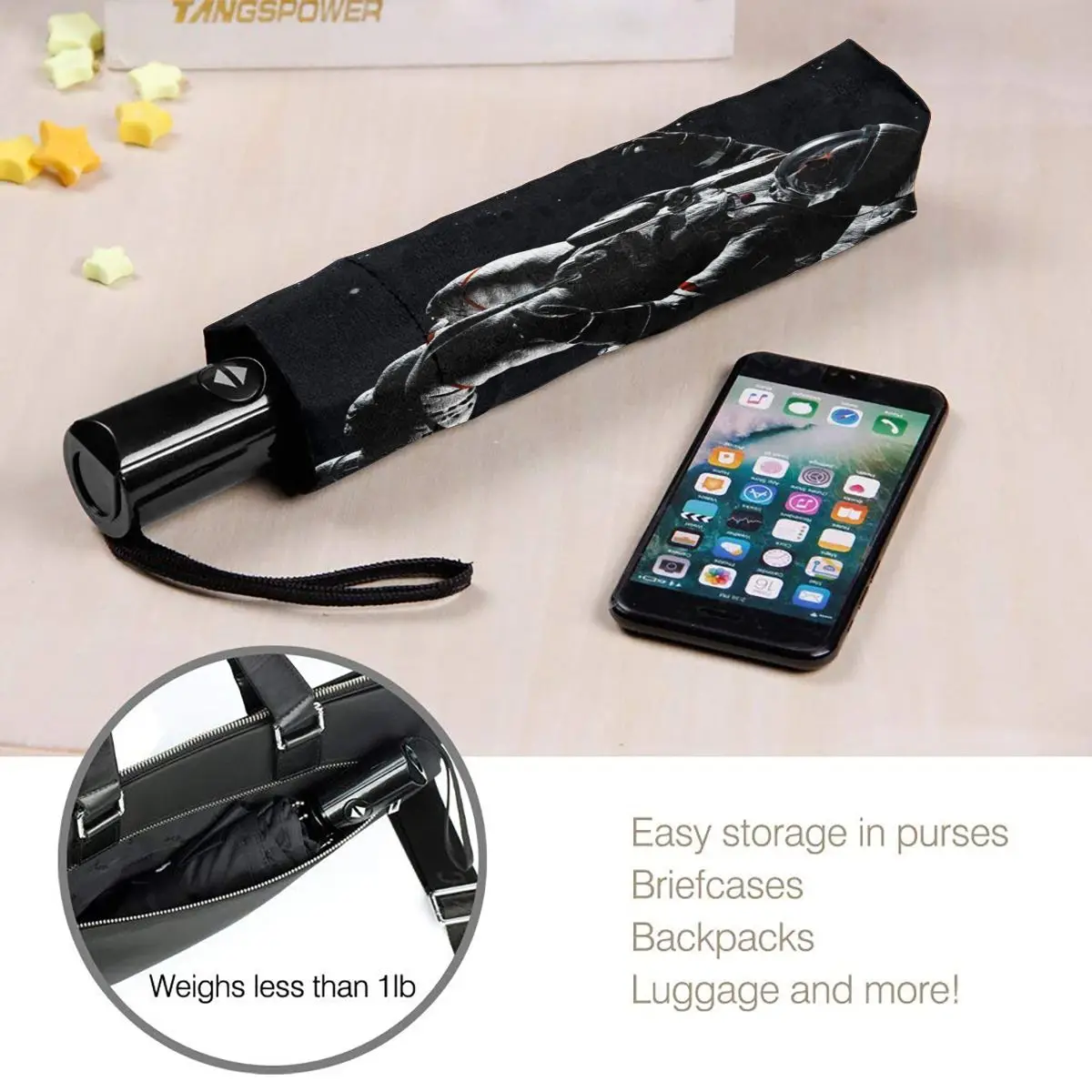 

Automatic Umbrella Rain Women Three-folding Umbrella Astronaut In Outer Space Windproof Umbrella Female Waterproof parasol