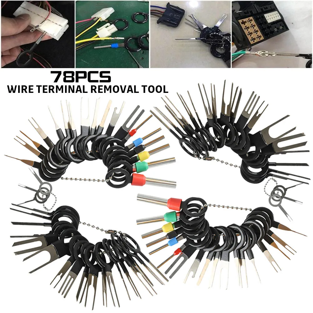 

78PCS Wire Terminal Removal Tool Car Electrical Wiring Crimp Connector Pin Kit Terminal Removal Tool Kit for Car