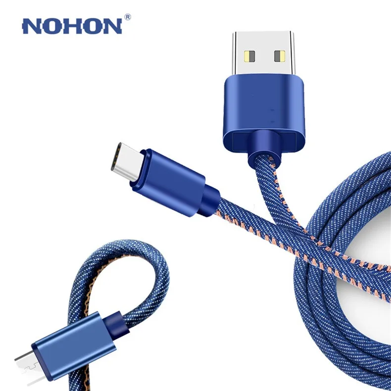 NOHON USB кабель Джинсовый Ковбой mi cro usb type C Быстрая зарядка USB C кабель для передачи данных для samsung S10 Xiaomi mi huawei кабель для зарядки телефона