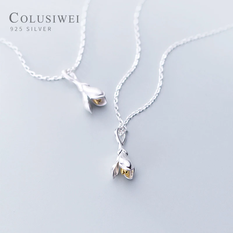 COLUSIWEI Budding золотой цвет цветок магнолии кулон ожерелье для женщин 925 Стерлинговое
