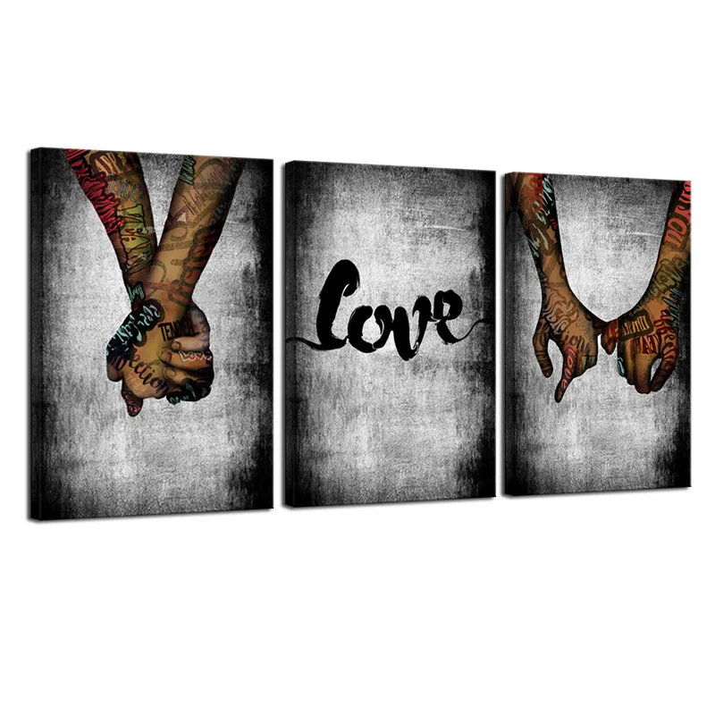 

Colorful Love Holding Hands Canvas Painting Wall Art Pictures Nordic Posters and Prints Living Room Corridor Home Decor