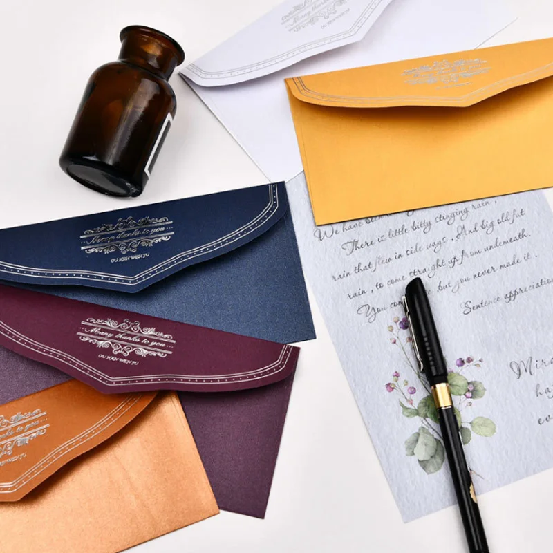 100pcs/pack European Elegant Hot Stamping Envelope Wedding Party Invitations Greeting Cards and Gift cards Wholesales | Дом и сад