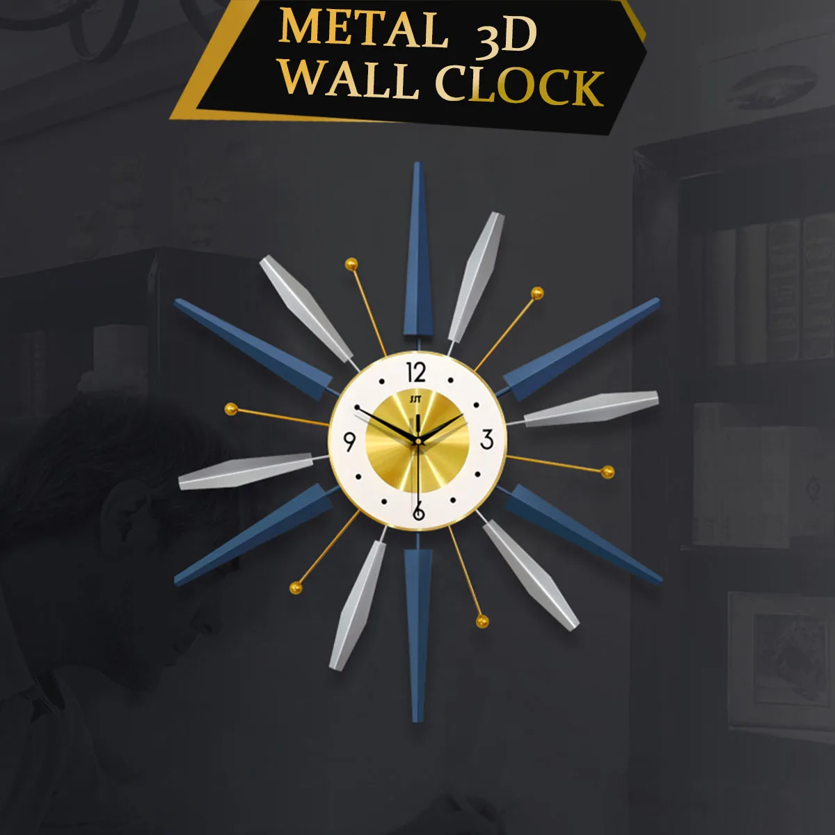 

Luxury 3D Geometric Wall Clock Modern Design Metal Wall Clock Wall Art Home Decoration Silent Wall Table Living for Room Bedroom