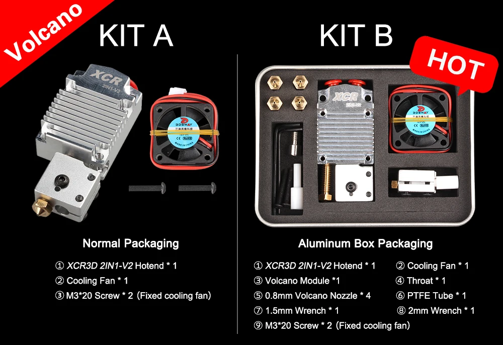 3d принтер Экструдер части XCR 2IN1-V2 hotend двухцветная печатающая головка с NV6 с подогревом 0,4/1,75 вулкан сопла 0,8 мм