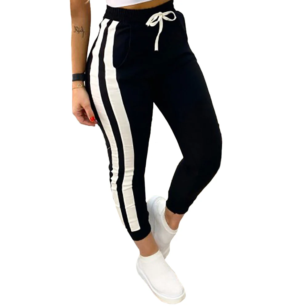 

Women's Sports Pants Joggers Sweatpants Women Loose Track Black Jogging High Waist Stripe Trousers For Female 2021 Fashion D30