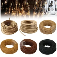 black 5 10 20 meters 2 core electrical rope wire vintage antique braided twisted fabric lighting cable woven silk flexible cord