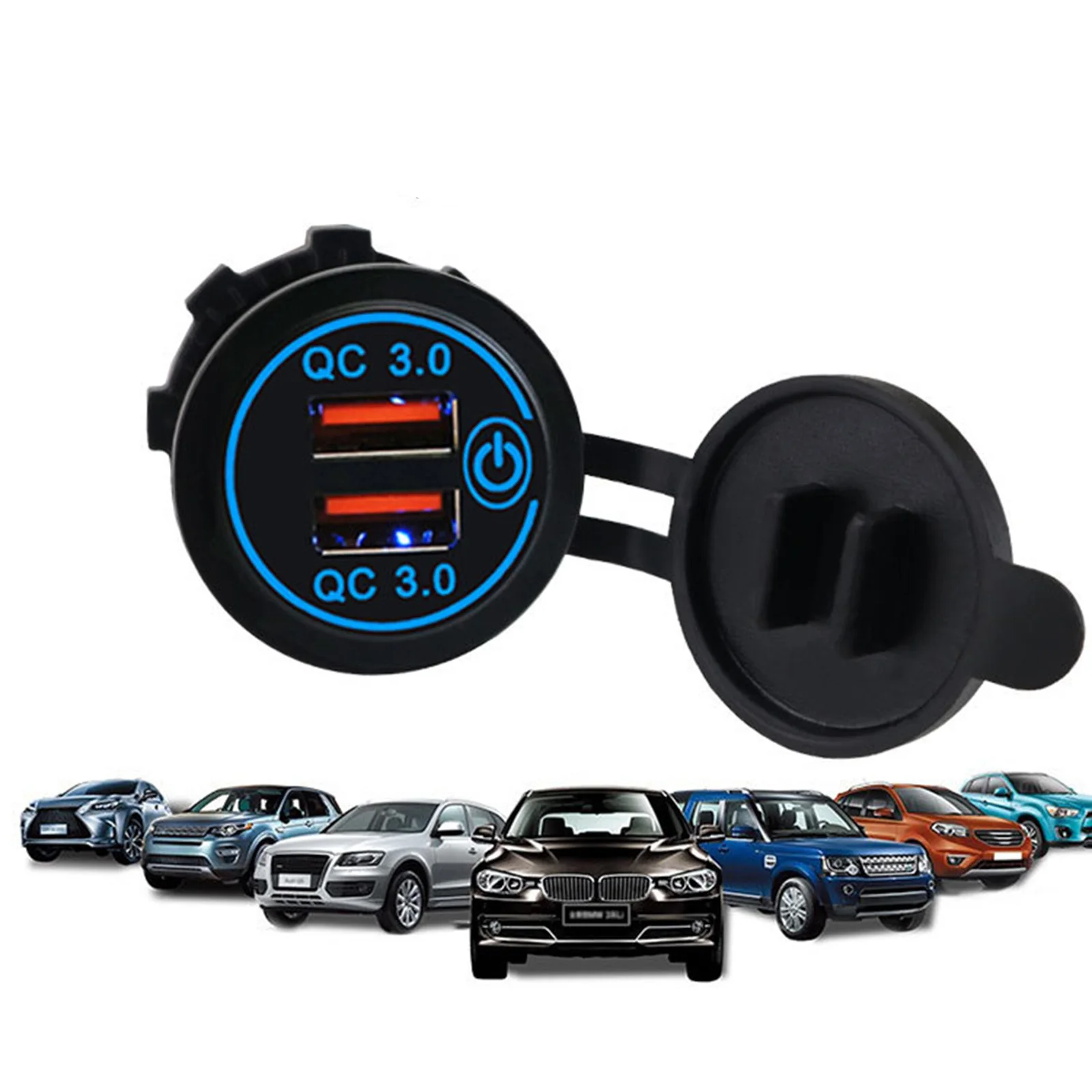 Автомобильное зарядное устройство с двойным USB-портом QC3.0 водонепроницаемой