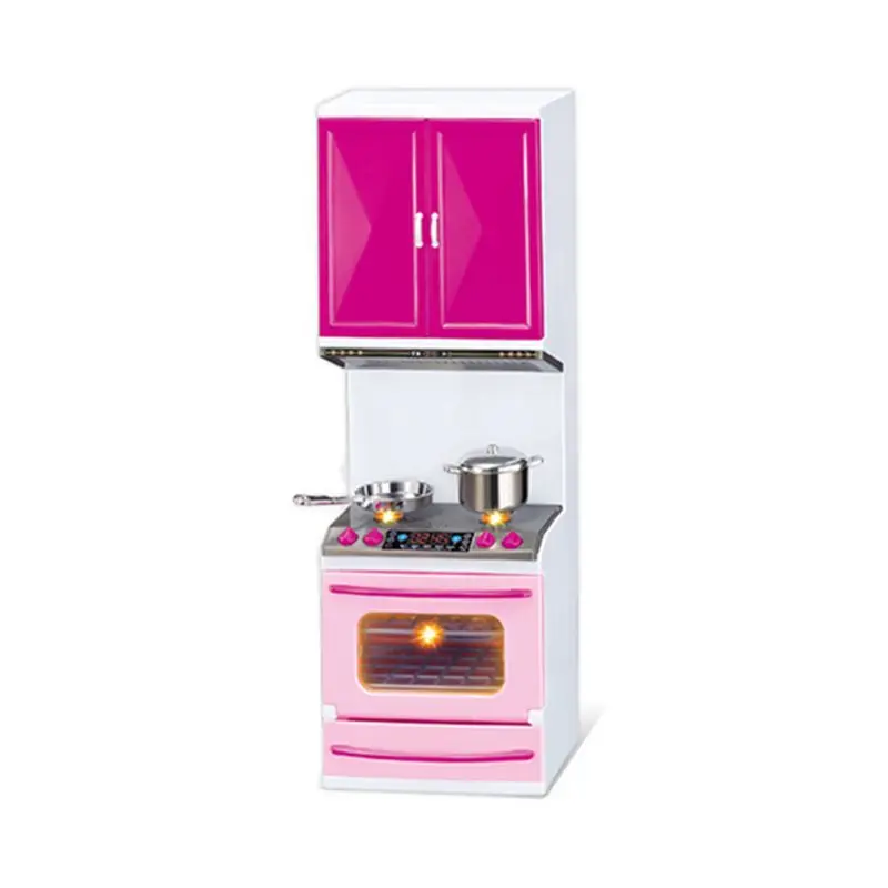 

Simulation Kitchen Cabinets Set Children Pretend Play Cooking Tools Mini Dolls Tableware Suits